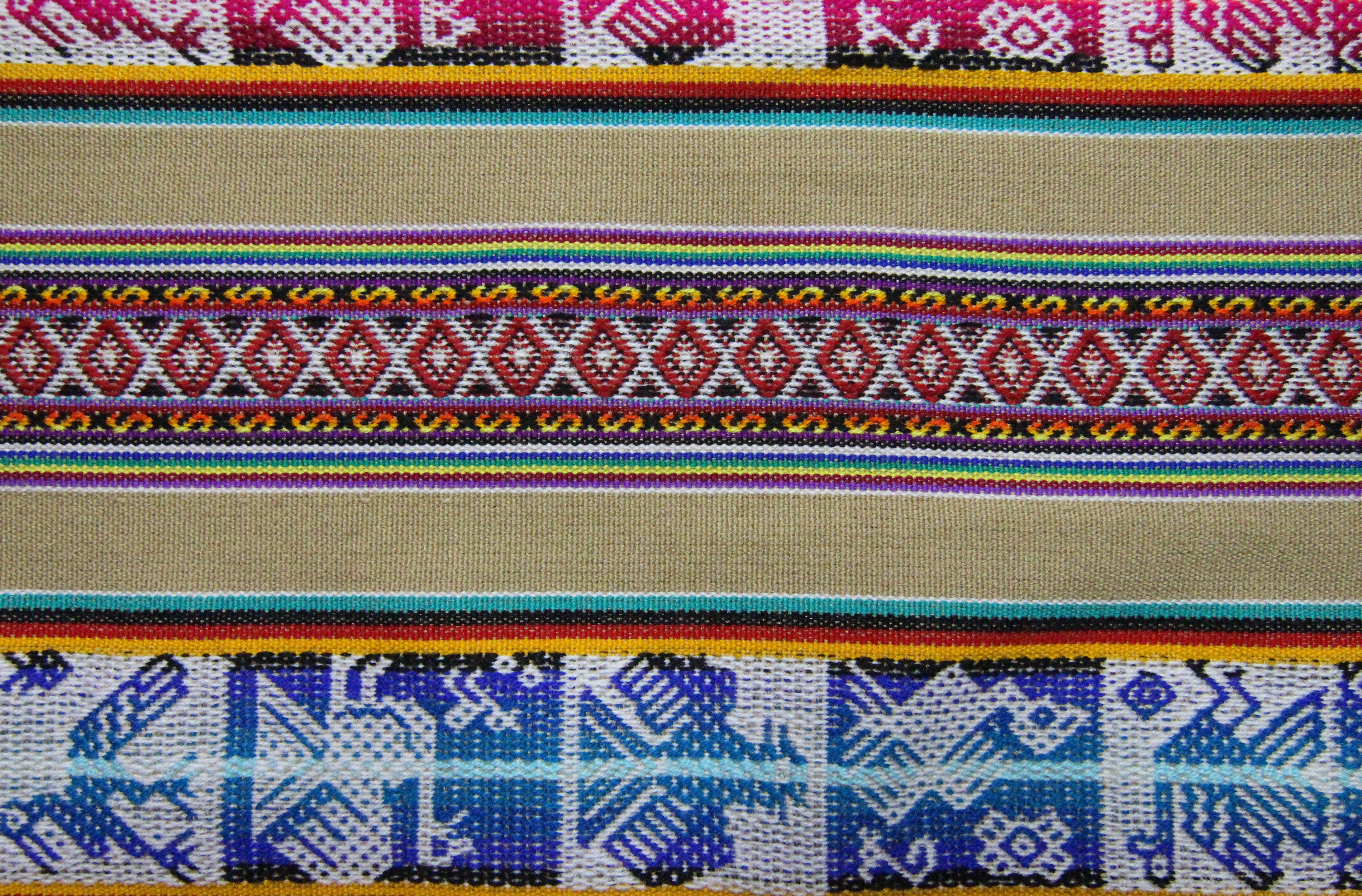 Chinchero Stoff Ethno bunt gestreift aus Peru, webstoff Meterware zum Nähen, DIY Fabric, 50 cm, Beige