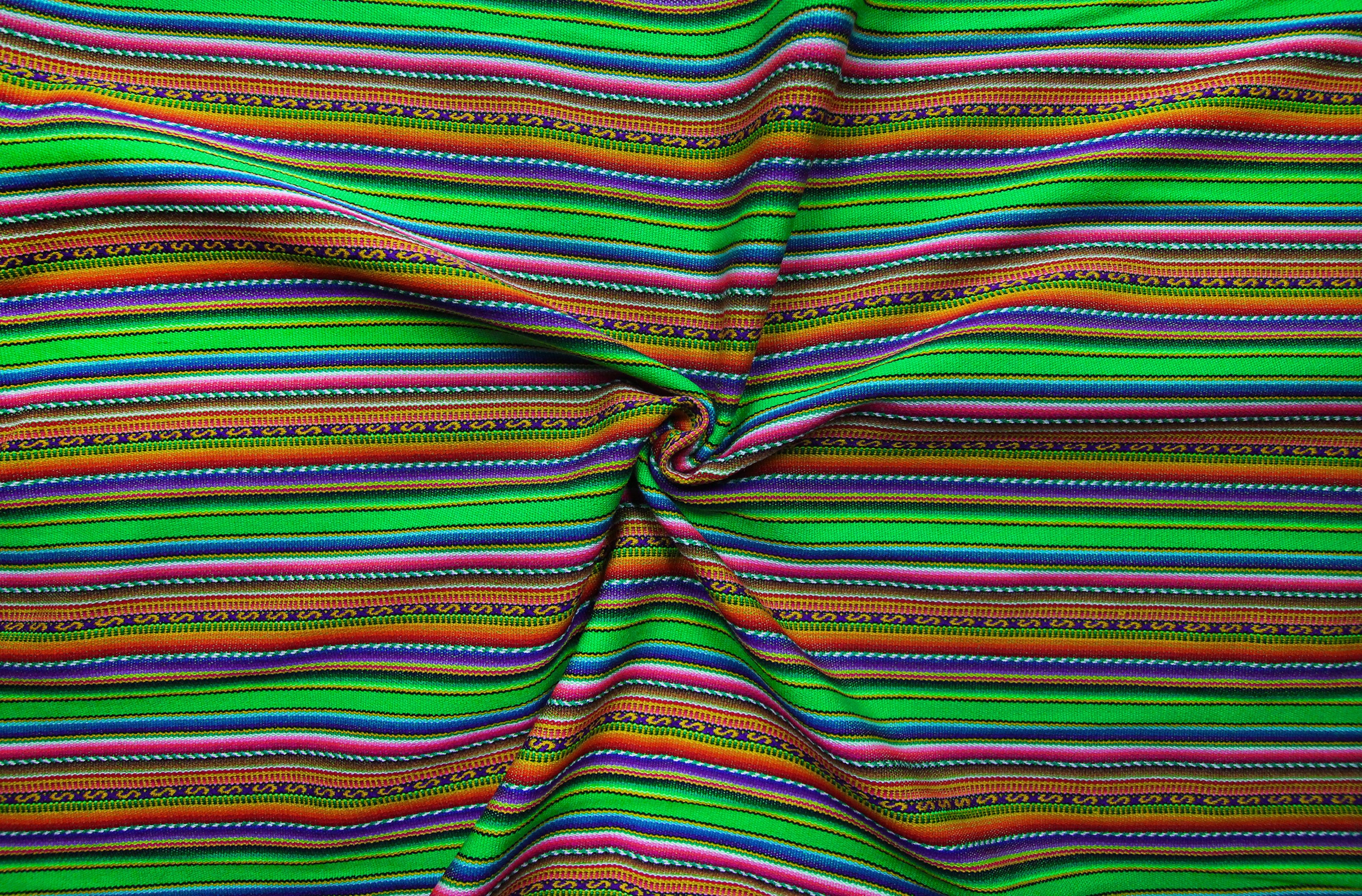 Kilya Stoff Ethno bunt gestreift aus Peru, webstoff Meterware zum Nähen, DIY Fabric, 50 cm, Grün