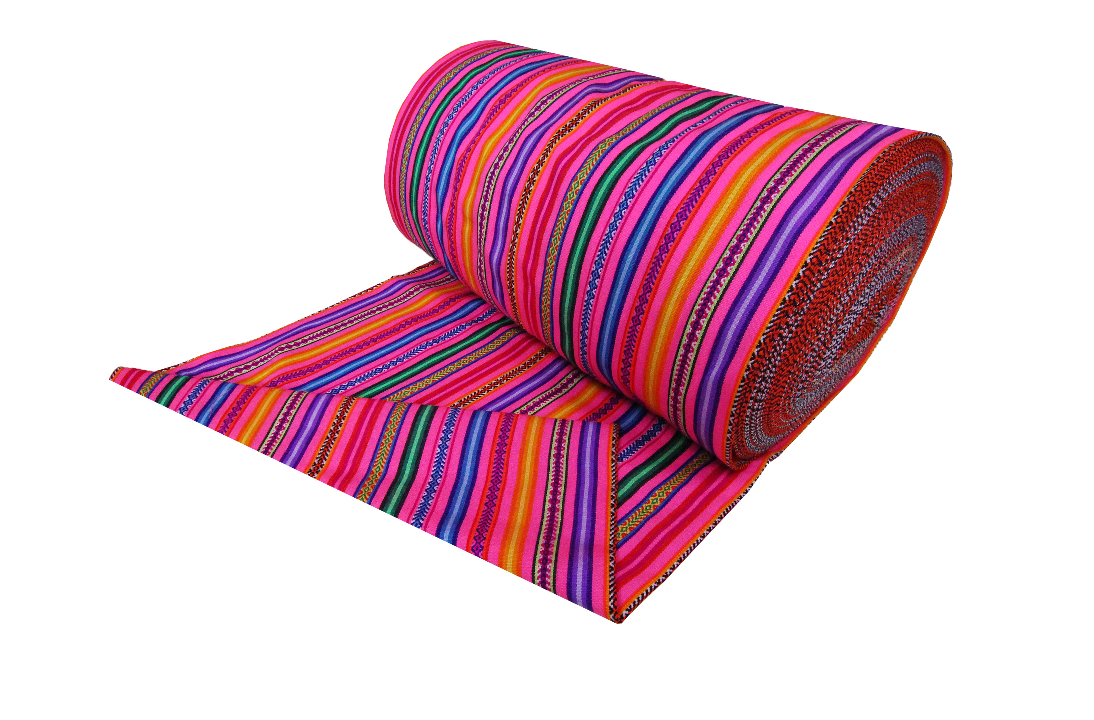 Jaujino Stoff Ethno bunt gestreift aus Peru, webstoff Meterware zum Nähen, DIY Fabric, 50 cm, Rosa