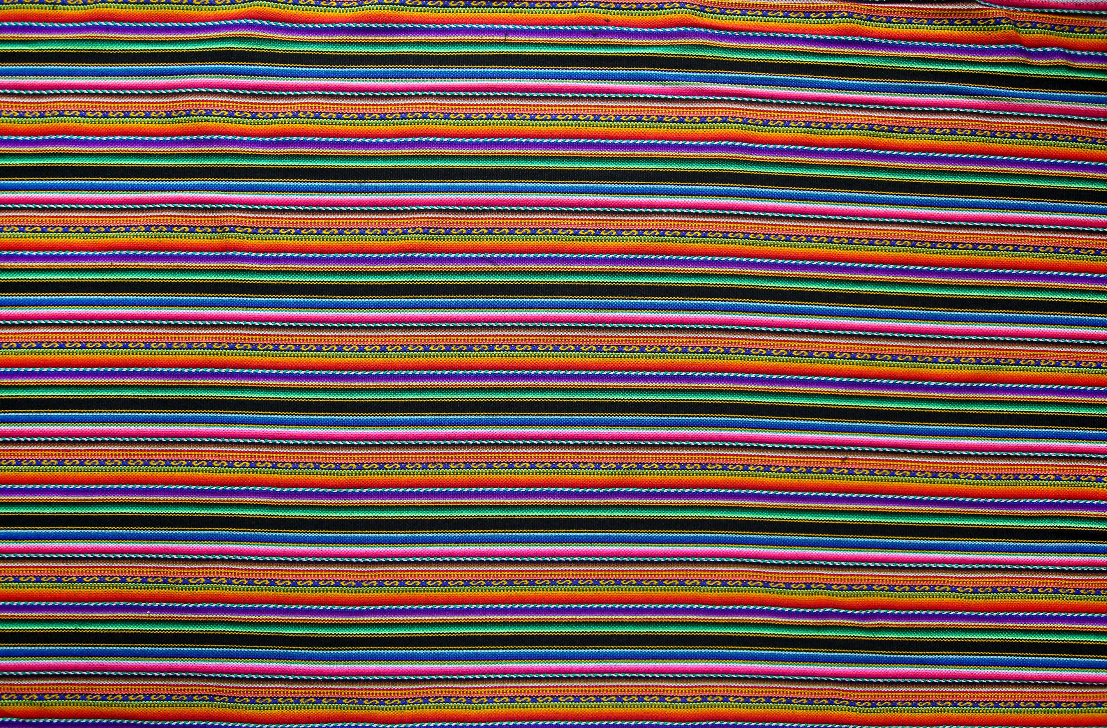 Kilya Stoff Ethno bunt gestreift aus Peru, webstoff Meterware zum Nähen, DIY Fabric, 50 cm, Schwarz