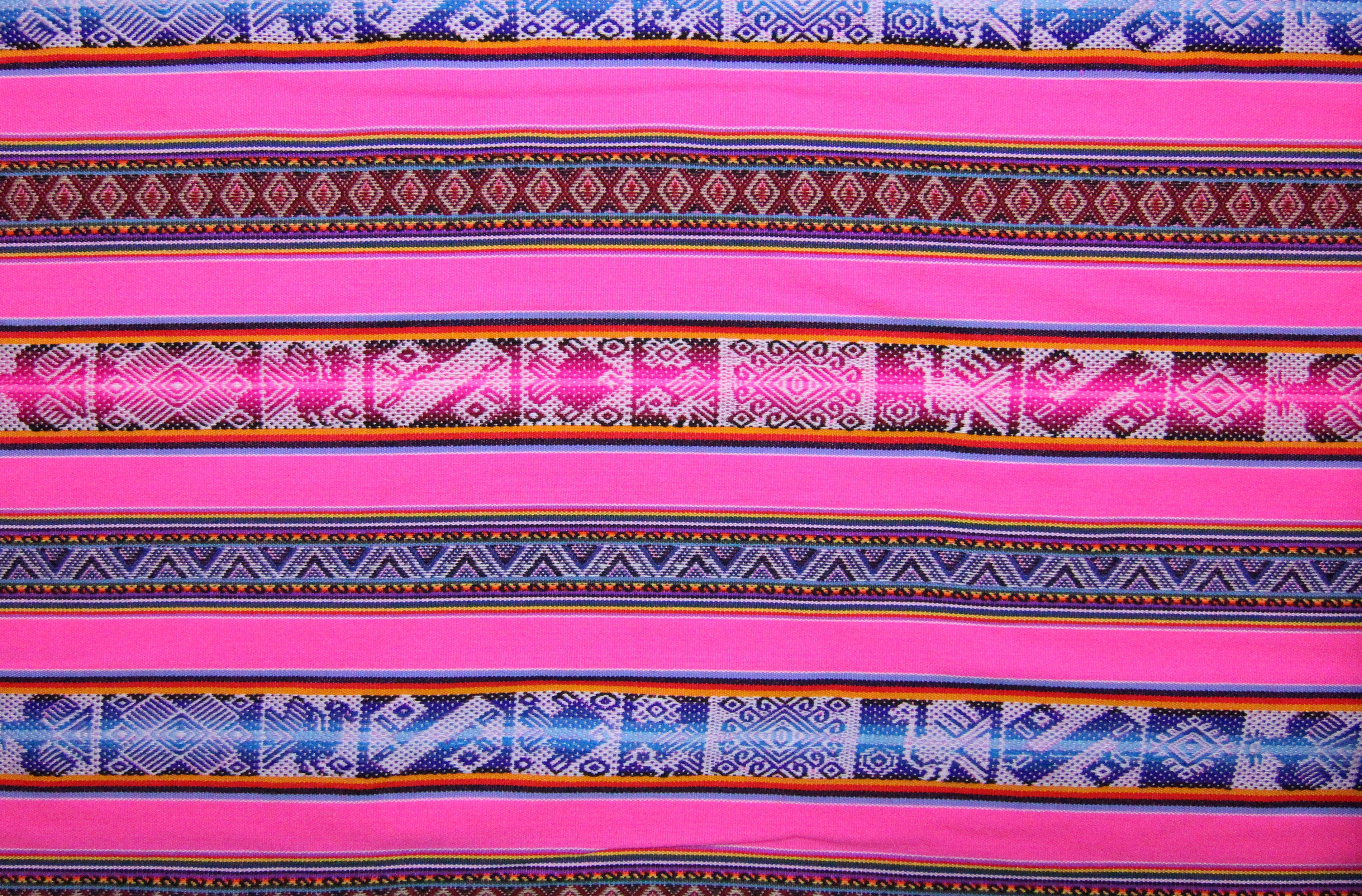 Chinchero Stoff Ethno bunt gestreift aus Peru, webstoff Meterware zum Nähen, DIY Fabric, 50 cm, Rosa