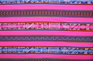 Chinchero Stoff Ethno bunt gestreift aus Peru, webstoff Meterware zum Nähen, DIY Fabric, 50 cm, Rosa