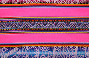 Chinchero Stoff Ethno bunt gestreift aus Peru, webstoff Meterware zum Nähen, DIY Fabric, 50 cm, Rosa