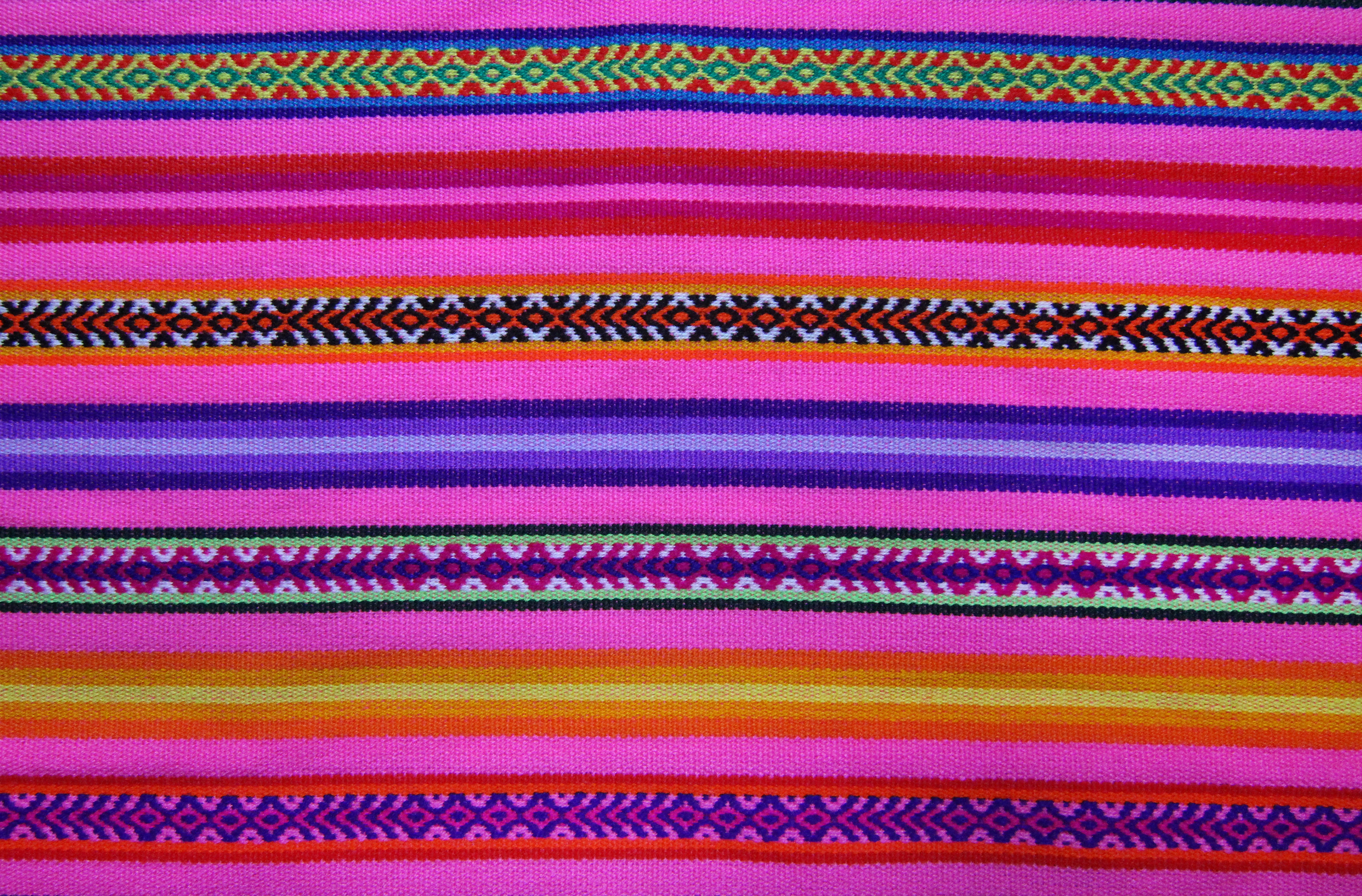 Jaujino Stoff Ethno bunt gestreift aus Peru, webstoff Meterware zum Nähen, DIY Fabric, 50 cm, Rosa