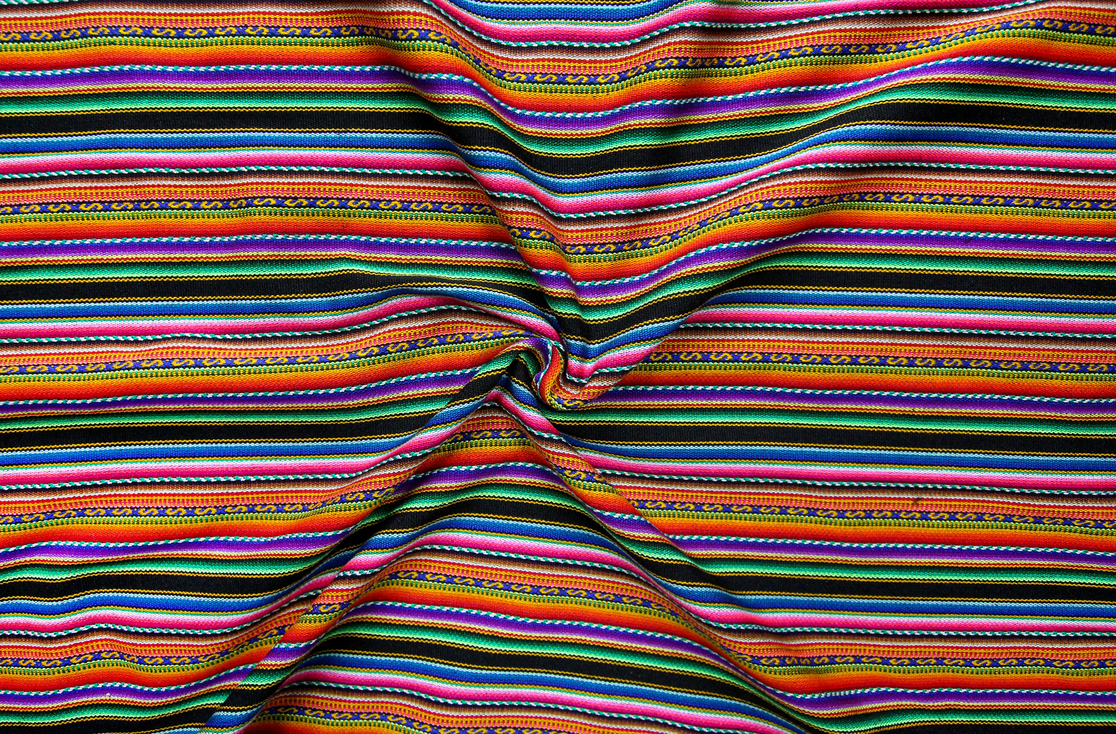 Kilya Stoff Ethno bunt gestreift aus Peru, webstoff Meterware zum Nähen, DIY Fabric, 50 cm, Schwarz