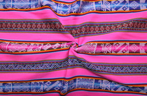 Chinchero Stoff Ethno bunt gestreift aus Peru, webstoff Meterware zum Nähen, DIY Fabric, 50 cm, Rosa