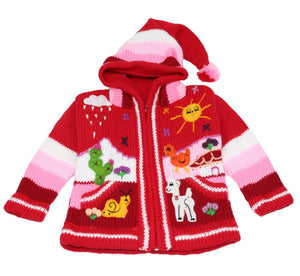 Kinderstrickjacke Hellrot